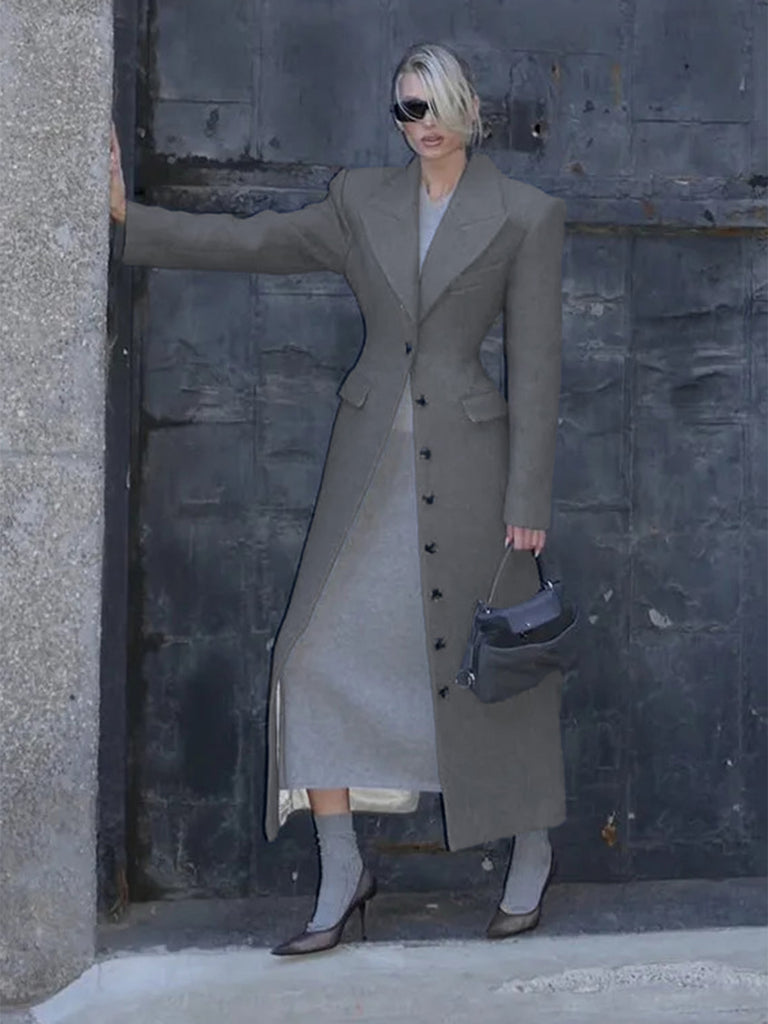 1930er Solide Reverskragen Tasten Wolle Mantel