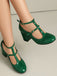 Vintage Lackleder T-Riemen Klobig Absatz Schuhe