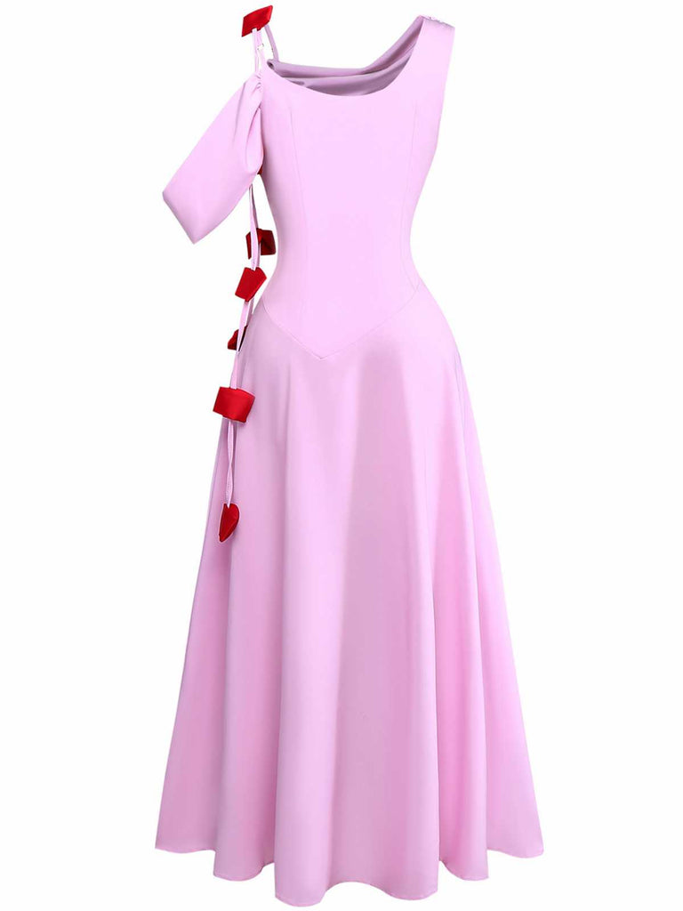 1980er Asymmetrisch Eine Schulter Drapiert Midi Kleid