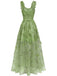 1930er Spaghetti Träger 3D Schmetterlinge Netz Maxi Kleid