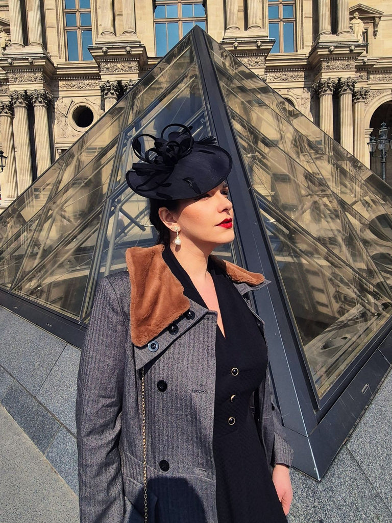 GRAUER 1950ER KUNSTPELZ REVERSKRAGEN MANTEL