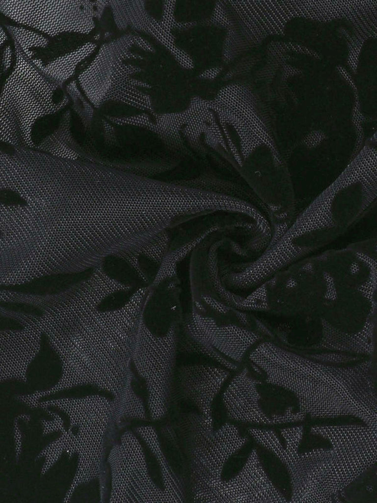 Schwarz 1960er Wasserlöslich Spitze Sheer Top