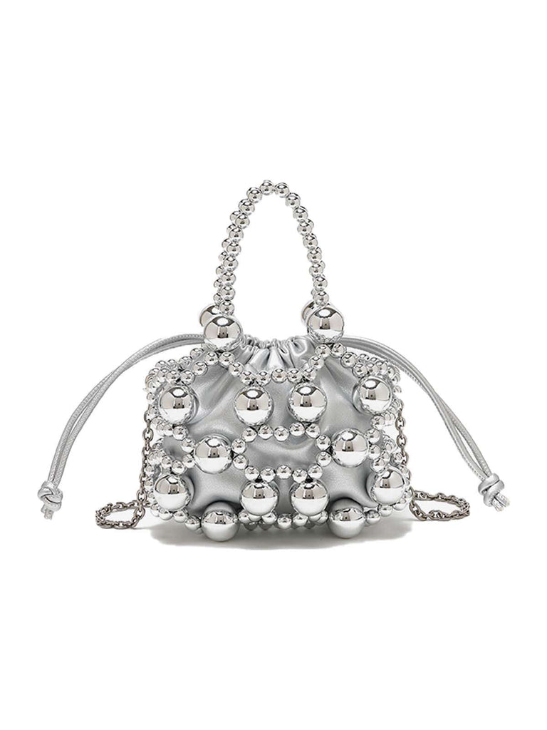 Metallisch Perlen Kordelzug Mini Beutel Tasche