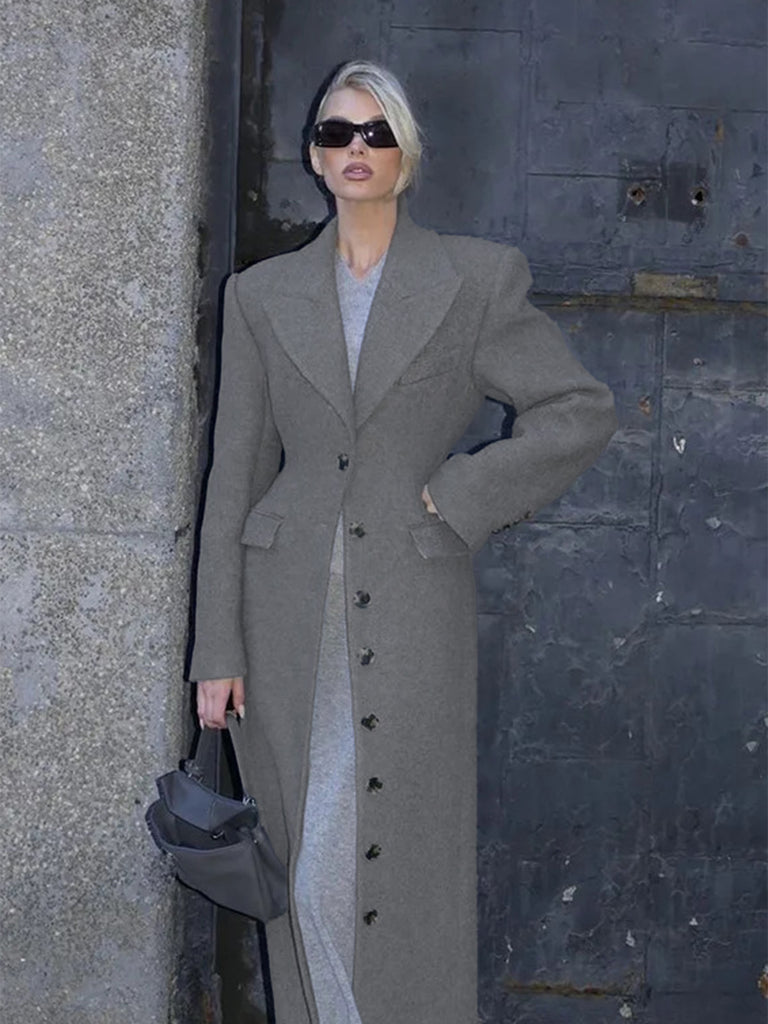 1930er Solide Revers Tasten Wolle Mantel