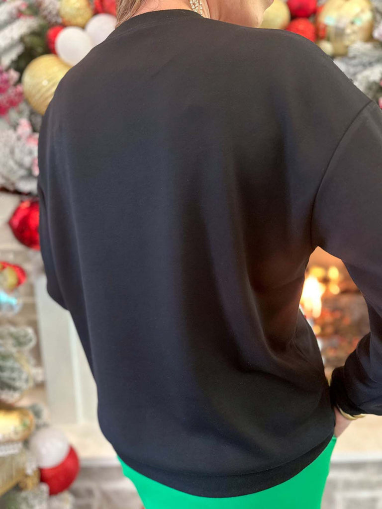 1970er Weihnachtsbaum Pailletten Sweatshirt