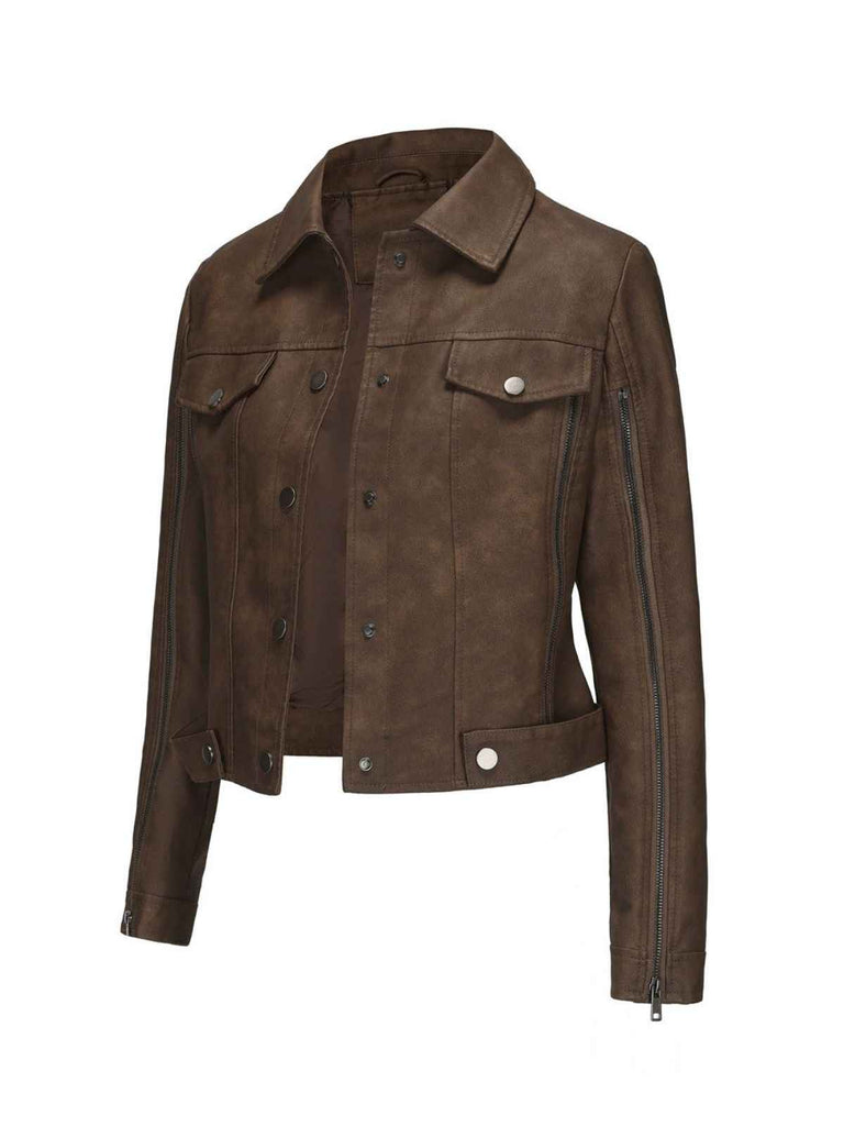 1960s Leder Multi-Zip Moto Jacke