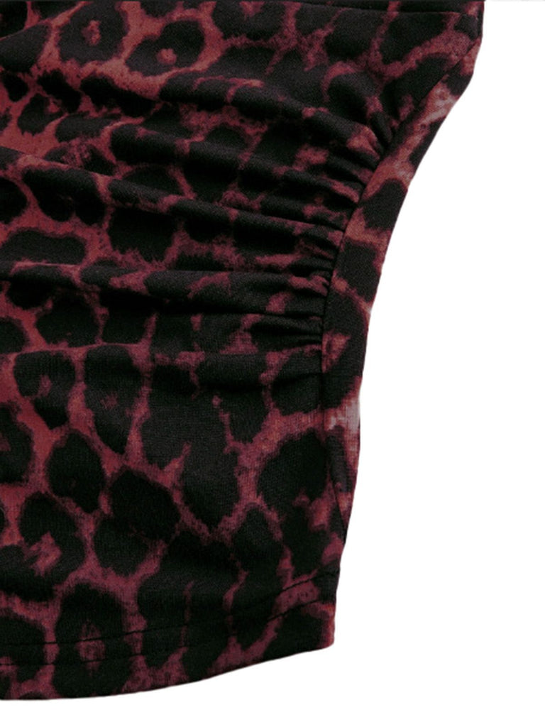 1980er Leopard Muster Halter Wickel Top