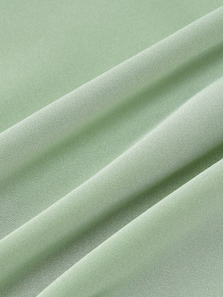 1970er Solide Satin Rüschen Rückenfrei Gerüschtes Kleid