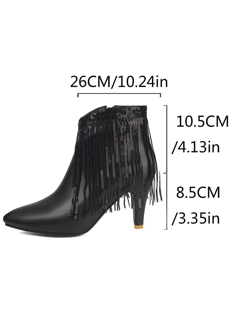 Metallisch Quaste Spitzer Spitze Stiletto Chelsea Stiefel