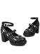 Punk Kreuzschnalle Knöchelriemen Chunky High Heels