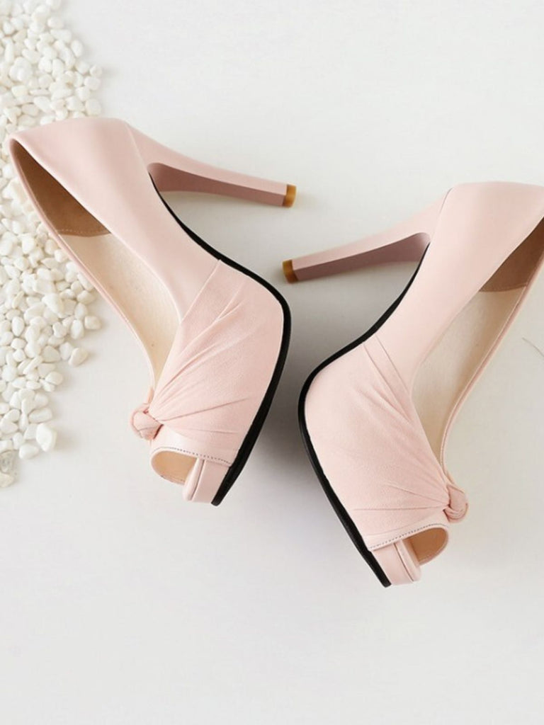 Peep Toe Knot Stilettos High Heels