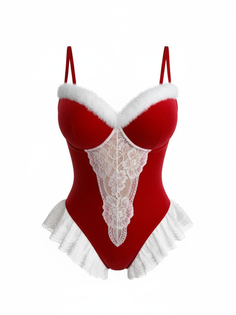 Rot 1980er Weihnachten Strampler Pyjama Set