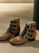 Runde Spitze Niedrig Blockabsatz Cut-Out Stiefel