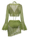 4PCS 1970er Halter Bikini Set & Transparent Glockenärmel Cover-Up