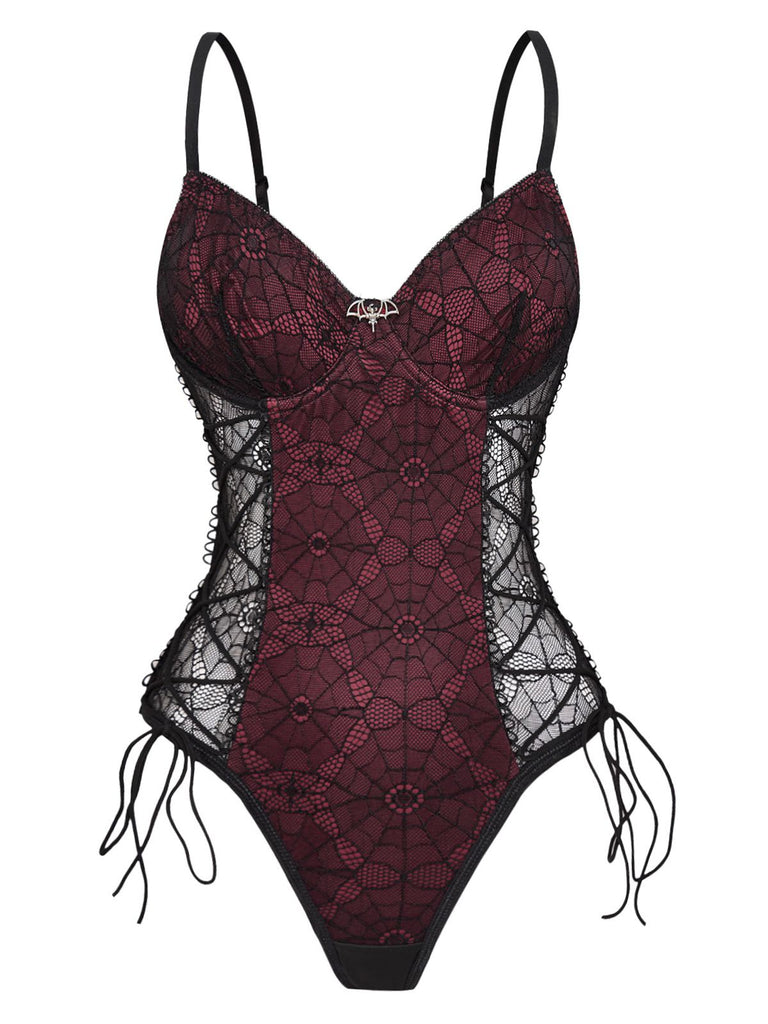 1970er Spitze Spinnennetz Punk Unterwäscheslip mit Bügel