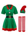 Grün 1960er Weihnachten Elf Cosplay Kostüm Kleid Set