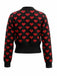 Schwarz 1960er Valentinstag Herz Kurz Stricken Strickjacke