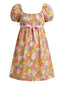 [Vorverkauf] Korallrosa 60er Babydoll-Kleid mit Blumen und Puffärmeln