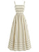 Gestreiftes Spaghettiträgerkleid aus den 1930er Jahren – Vintage-Kleid, Retro-Mode, Rockabilly