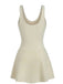 Beigefarbener, einteiliger Badeanzug im Stil der 1930er Jahre – Vintage-Badeanzug im Pin-up-Stil