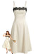 Beige 40er Kleid mit Spaghettiträger und Patchwork