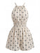 Beige 50er Ärmelloses Romper mit Neckholder und Schleife