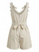 Beige 50er Romper mit Schleife und Plissee