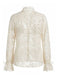 Beige Bluse mit Spitzenausschnitt im Stil der 1960er Jahre – Vintage-Mode, Retro-Stil