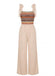 Beige 1970er Boho Binden Spaghetti Gurt Overall