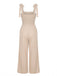 Beige 1970er Boho Binden Spaghetti Gurt Overall