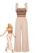 Beige 1970er Boho Binden Spaghetti Gurt Overall