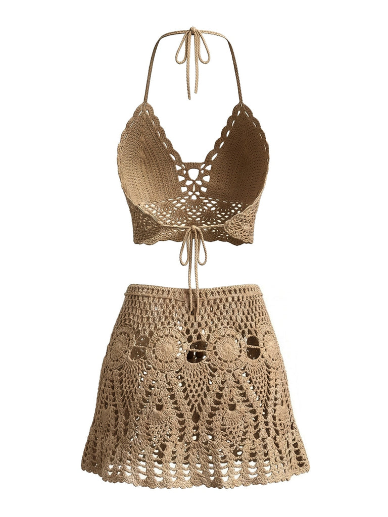 Häkel-Strandkleid aus den 1980er Jahren – Vintage-Mode, Retro-Stil