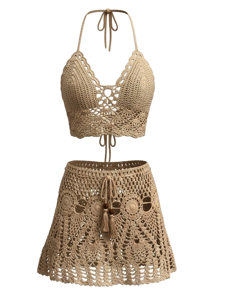 Häkel-Strandkleid aus den 1980er Jahren – Vintage-Mode, Retro-Stil