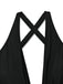 Schwarzer Vintage-Tankini mit gekreuzten Cut-out-Details und Schnürung im Stil der 1940er Jahre