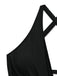 Schwarzer Vintage-Tankini mit gekreuzten Cut-out-Details und Schnürung im Stil der 1940er Jahre