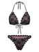 Schwarzes 40er Bikini-Set mit Neckholder und rückenfrei