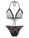 Schwarzes 40er Bikini-Set mit Neckholder und rückenfrei