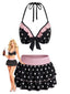 [Vorverkauf] Schwarzes 40er Bikini-Set mit Polka-Dots und Neckholder