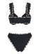 Leoparden-Printes & Schwarzes 50er Bikini-Set mit Besatz und Metall