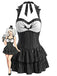 Schwarzes 50er Gothic Badekleid mit Neckholder und Schläger