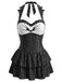 Schwarzes 50er Gothic Badekleid mit Neckholder und Schläger