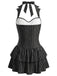 Schwarzes 50er Gothic Badekleid mit Neckholder und Schläger