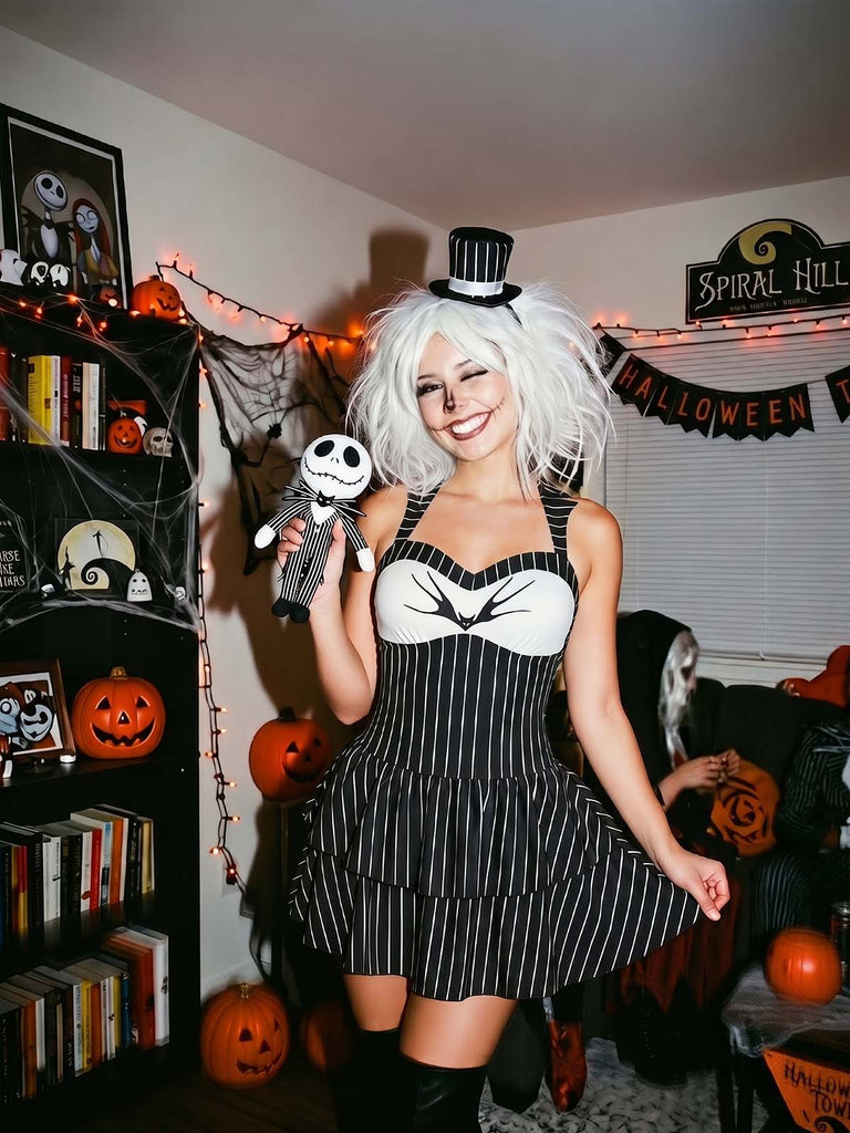 Schwarzes 50er Gothic Badekleid mit Neckholder und Schläger