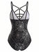 Schwarzer 50er Gothic Badeanzug mit Print und Spinne