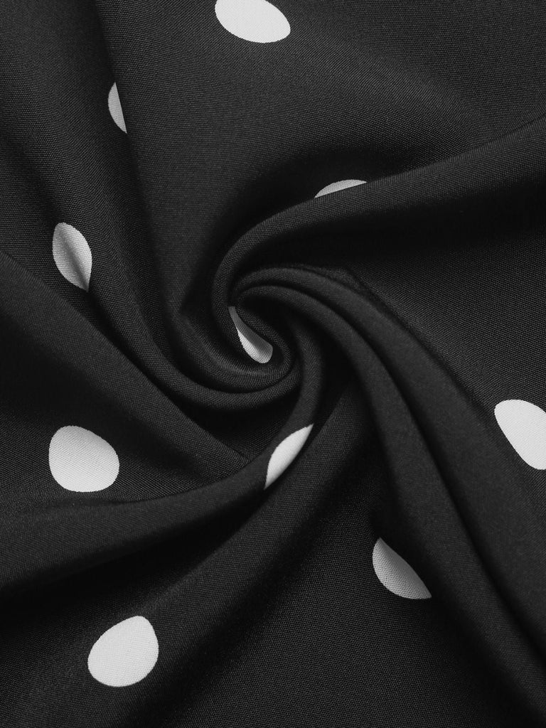 Schwarzer 50er Jumpsuit mit Polka-Dots und trägerlos