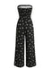 Schwarzer 50er Jumpsuit mit Polka-Dots und trägerlos