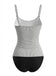 Schwarzes 50er Tankini-Set mit Spaghettiträger und Streifen