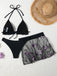 Schwarzer Strickbikini im Stil der 1980er-Jahre – Vintage-Mode, Retro-Stil, klassisches Schwarz