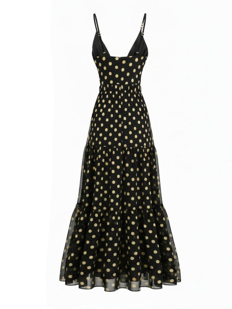 Schwarzer 80er Badeanzug & Cover-Up mit Polka-Dots und Rock