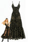 Schwarzer 80er Badeanzug & Rock-Cover-Up mit Polka-Dots